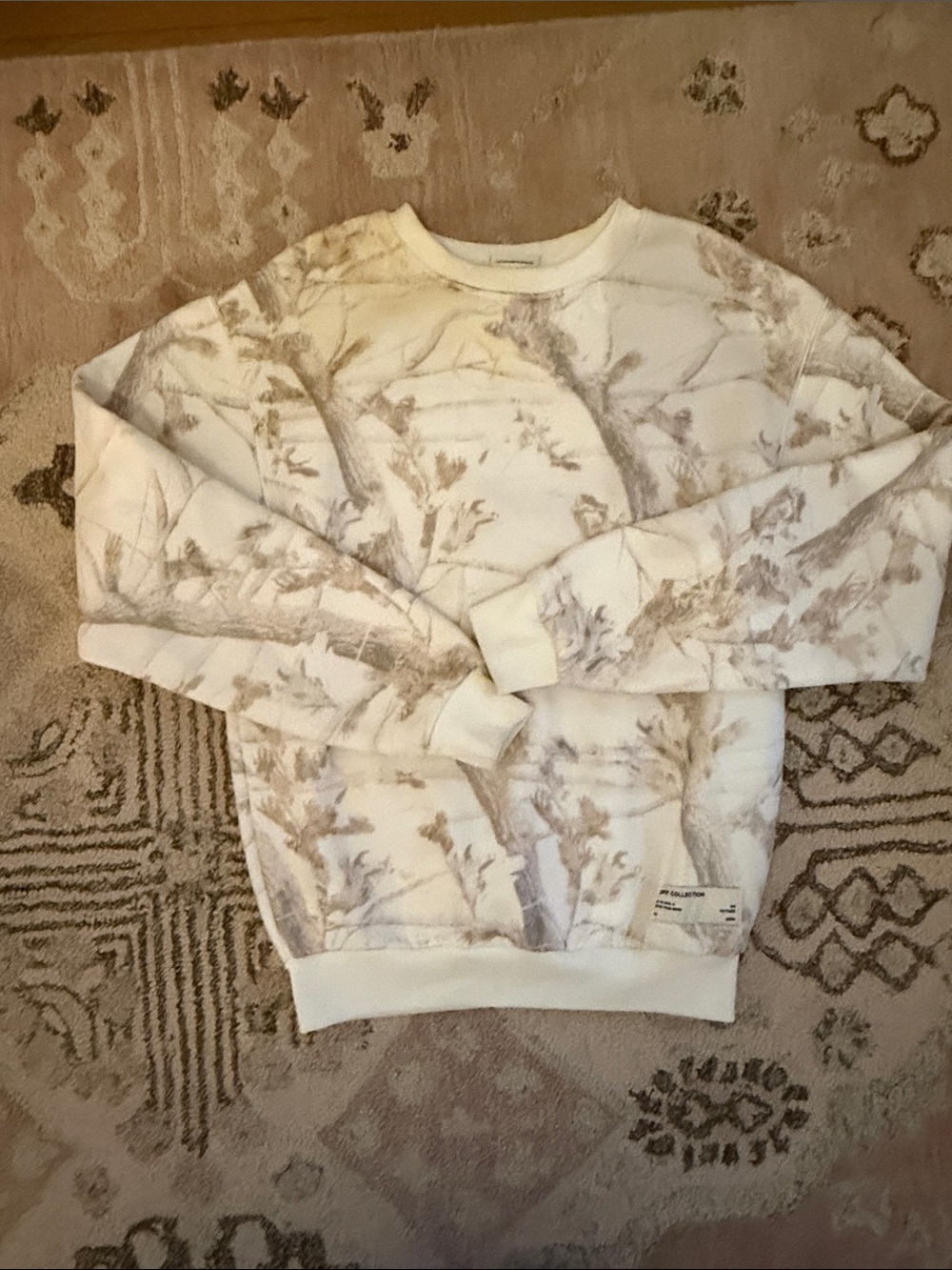 Neutral Botanical-Print Crewneck Sweatshirt